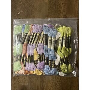 Cross Stitch Floss Lot Of 54 Pastel Colors With 1 Dozen Floss Holders